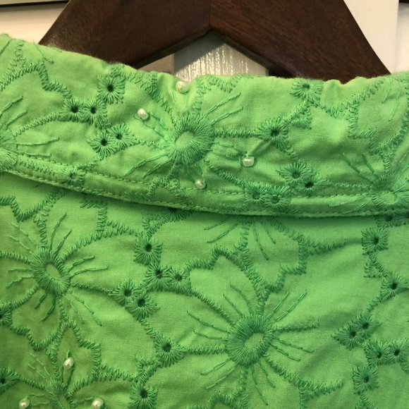 Quacker Factory green jacket with pearls, L - Picture 9 of 12